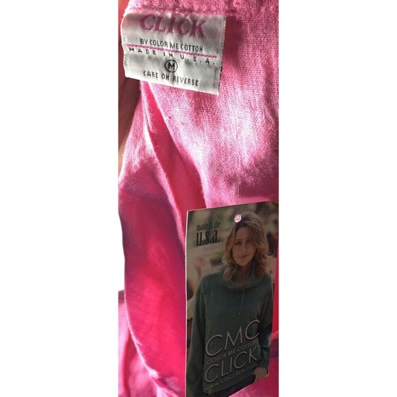 Click CMC Top Women's Size Medium Pink Button Up Long Sleeve 100% Linen - Picture 8 of 8